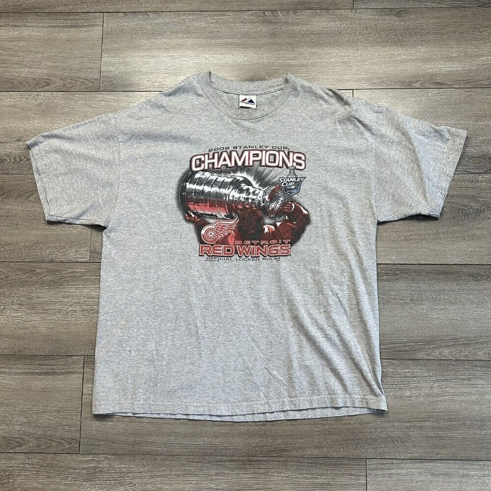 Majestic Detroit Red Wings 2008 Stanley Cup Champions Shirt NHL Hockey Mens XXL